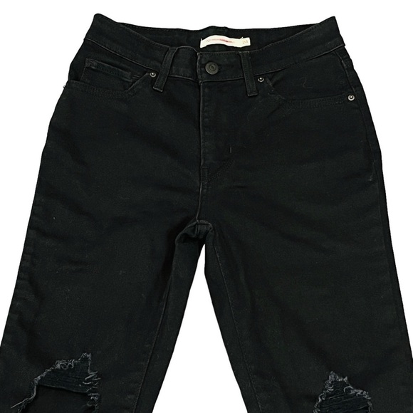 Levi 721 High Rise Ripped Skinny Jean. Black Size 24 #804 - Picture 2 of 10